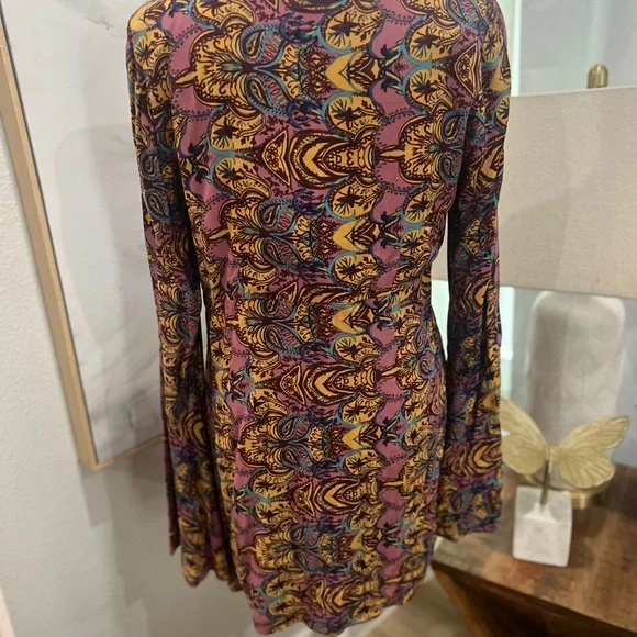 Multicolor Paisley Long Sleeve Dress - Picture 2 of 4